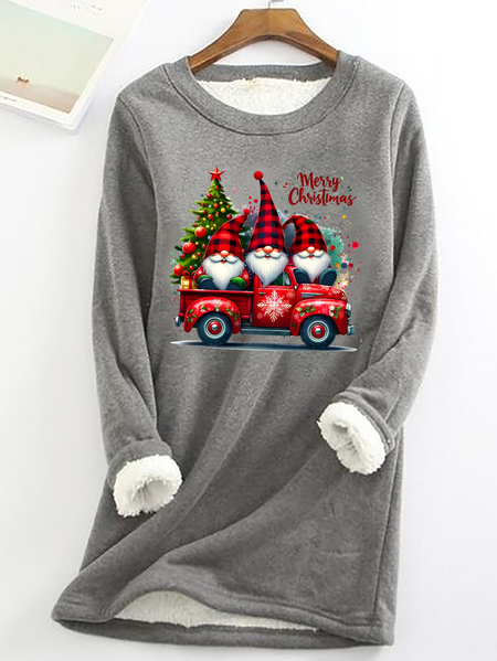 Merry Christmas Casual Fluff Fleece Fabric Sweatshirt, Gray, Hoodies&Sweatshirts