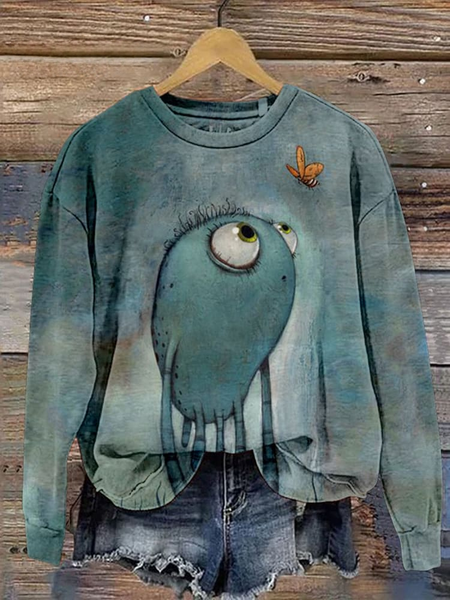 

Funny Animal Butterfly Casual Print Sweatshirt, Green, Hoodies&Sweatshirts