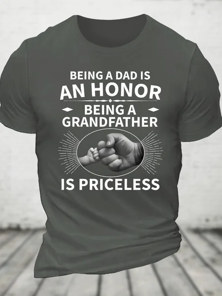 

Dad Is An Honor Being A Grandfather Is Priceless Cotton T-Shirt, Deep gray, T-shirts
