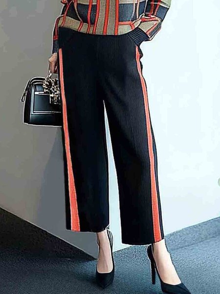 

Color Block Casual Fashion Sweater Pants, Black, Pants