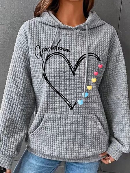 

Grandma Heart Simple Loose Hoodie, Gray, Hoodies&Sweatshirts