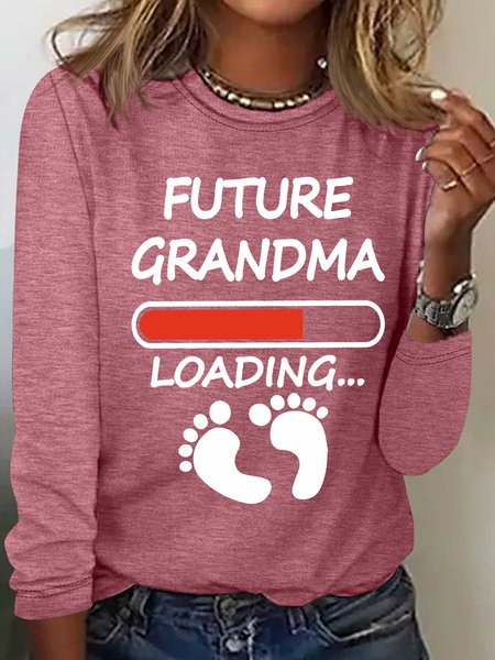 

Future Grandma Loading Casual Long Sleeve Shirt, Watermelon, Long sleeves