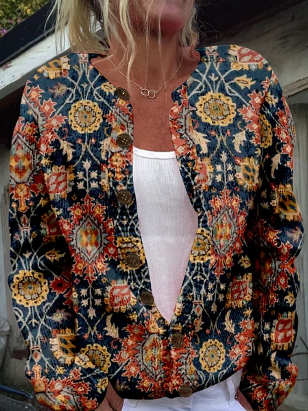 

Women's Ethnic Thicken Loose Jacket, Multicolor, Outerwear