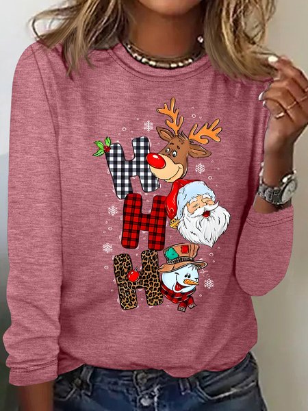 

Christmas Hohoho Casual Long Sleeve Shirt, Watermelon, Long sleeves