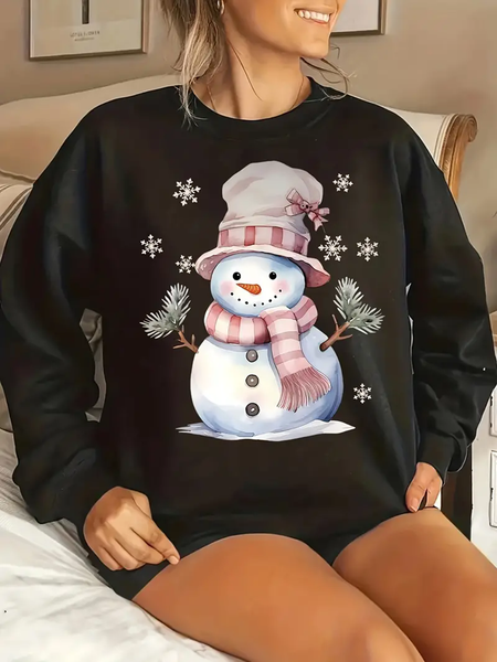 

Christmas Loose Casual Sweatshirt, Black, Hoodies&Sweatshirts