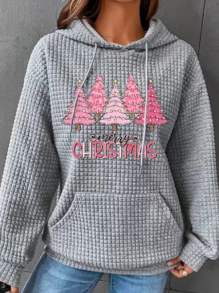 

Pink Tree Christmas Simple Loose Hoodie, Gray, Hoodies&Sweatshirts