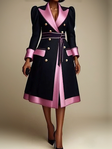 

Urban Shawl Collar Coat With Mid-long Belt, Black, Coats