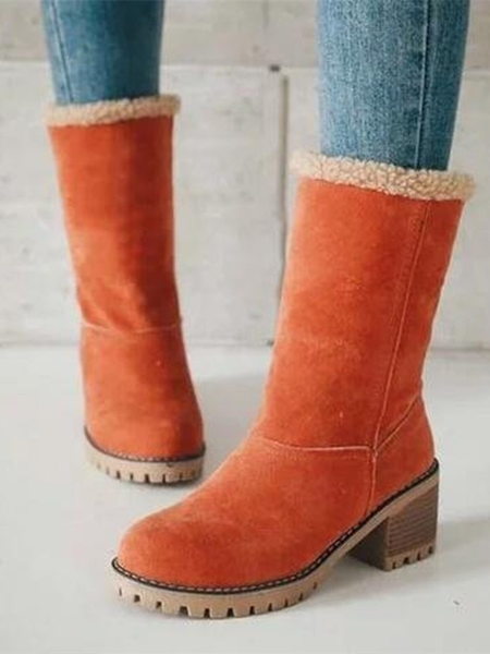 

Plain Casual Autumn Suede Riding Boots, Orange, Shoes