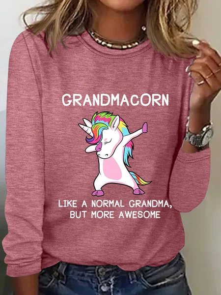 

Grandma Unicorn Grandmacorn Casual Long Sleeve Shirt, Watermelon, Long sleeves