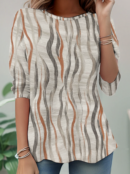 

Geometric Striped Long sleeve Shirt, Khaki, Long sleeves