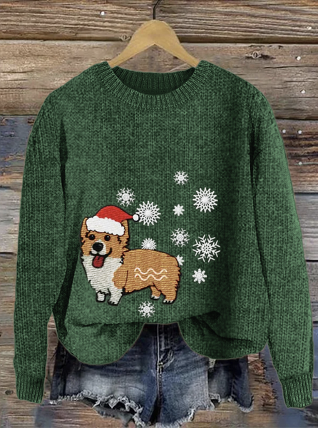 

Christmas pet dog round neck sweater, Green, Sweaters