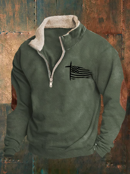 

Men's Western Vintage Faith Flag Print Sweatshirt, Green, Hoodies&Sweatshirts