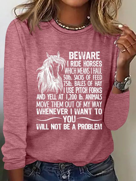 

Women's Long Sleeve Blouse Spring/Fall Animal Cotton-Blend Crew Neck Daily Going Out Casual Top, Watermelon, Shirts