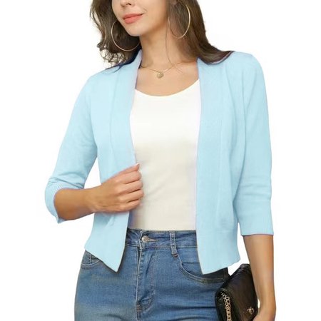 

Plain Others Casual Loose Knit Top, Light blue, Cardigans