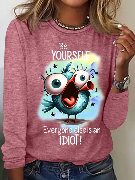 

Be Yourself Crazy Bird Casual Long Sleeve Shirt, Watermelon, Long sleeves