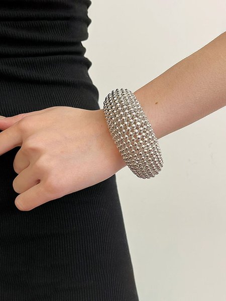 

Elegant Plain Bangle With Not Ring, Silver, Bracelets