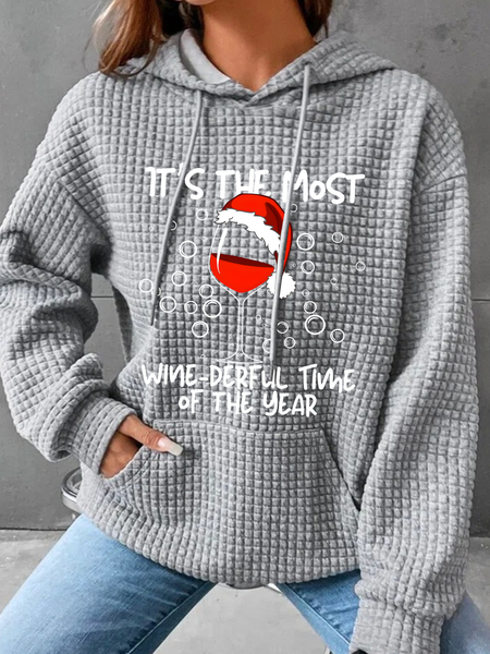 Wine Themed Christmas Sweatshirt, Gray, Hoodies&Sweatshirts