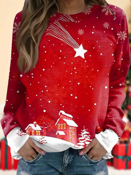 

Women's Crew Neck Christmas Casual Spring/Fall Long Sleeve Sweatshirt, Color3, Sweatshirts & Hoodies