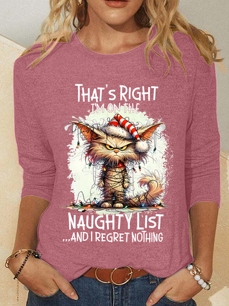 

That's Right I'm On The Naughty List Casual Long Sleeve Shirt, Watermelon, Long sleeves
