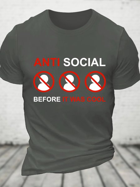 

Anti-Social Before It Was Cool Cotton T-shirt, Deep gray, T-shirts