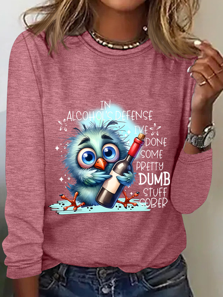 

In Alcohol's Defense I've Done Some Dumb Stuff Sober Casual Long Sleeve Shirt, Watermelon, Long sleeves