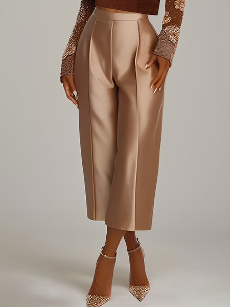 

Urban Plain Pants Ankle Pants Straight pants, Champagne, Pants