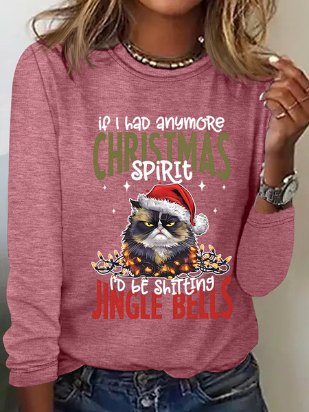 

If I Had Anymore Christmas Spirit I'd Be Shitting Jingle Bells Casual Long Sleeve Shirt, Watermelon, Long sleeves