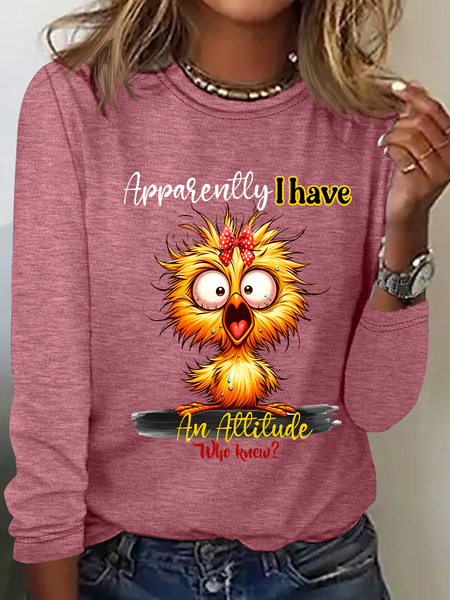 

Apparently I Have And Attitude Casual Long Sleeve Shirt, Watermelon, Long sleeves