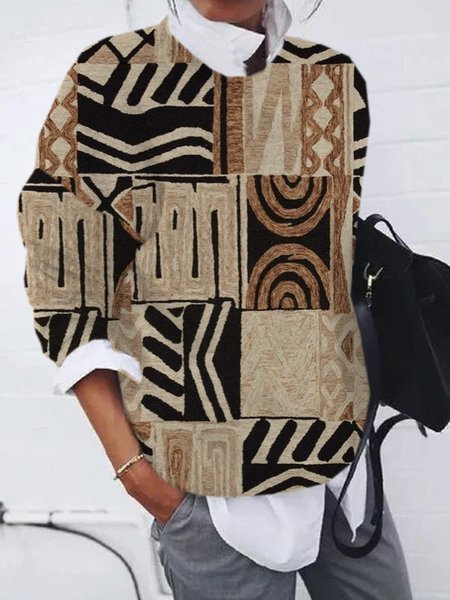 

Casual Crew Neck Geometric Sweatshirt Zipper, Coffee, Hoodies & Sweatshirts