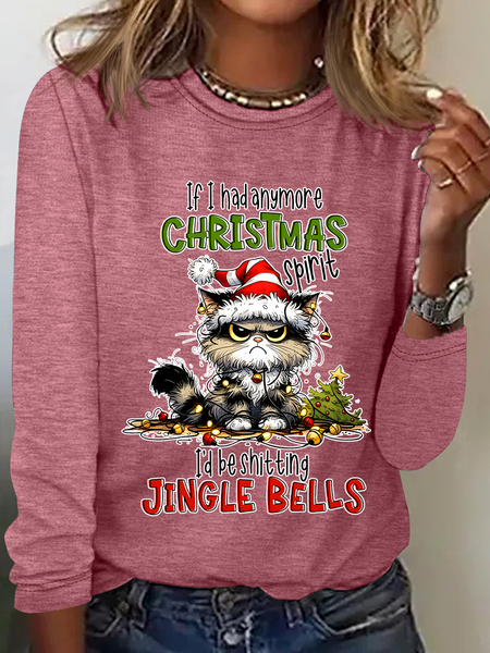 

If I Had Anymore Christmas Spirit I'd Be Shitting Jingle Bells Casual Long Sleeve Shirt, Watermelon, Long sleeves