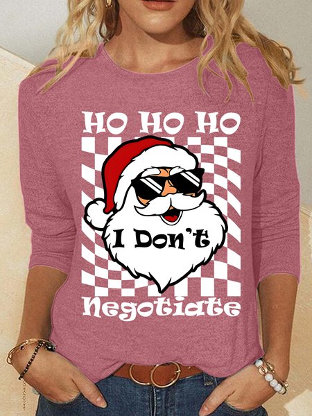 

Ho Ho Ho I don't negotiateHumorous Christmas Funny Santa Casual Long Sleeve Shirt, Watermelon, Long sleeves
