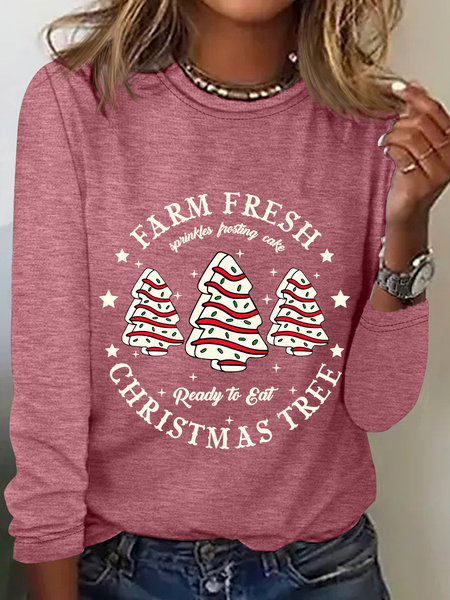 

Farm Fresh Christmas Tree Casual Long Sleeve Shirt, Watermelon, Long sleeves