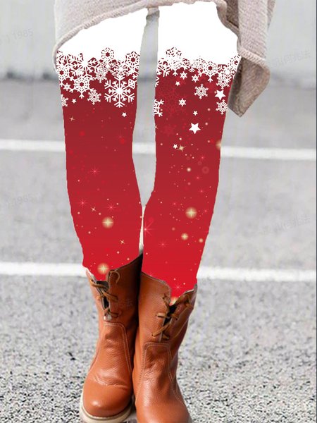 

Women's Casual Christmas Jersey All Season Long Leggings, Red, Leggings