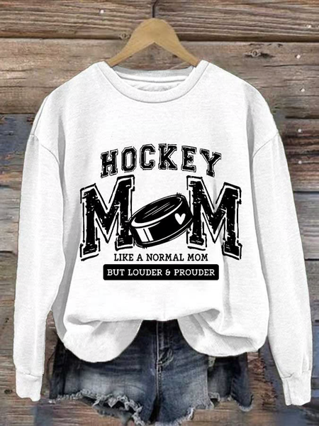 

Women's Hockey Mom Print Round Neck Sweatshirt, White, Hoodies&Sweatshirts