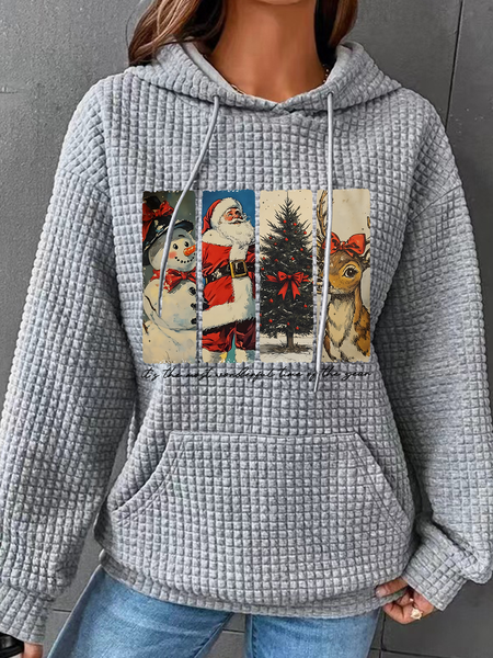 

It's The Most Wonderful Time Of The Year Santa Claus Simple Loose Hoodie, Gray, Hoodies&Sweatshirts