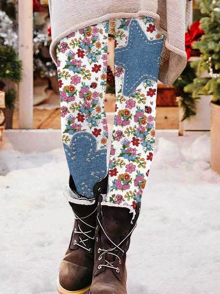 

Casual Christmas Long Leggings, Blue, Leggings