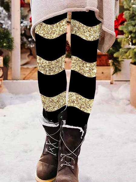 

Casual Christmas Long Leggings, Black, Leggings