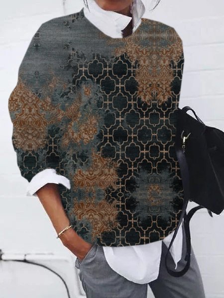 

Casual Crew Neck Floral Sweatshirt Zipper, Coffee, Hoodies & Sweatshirts