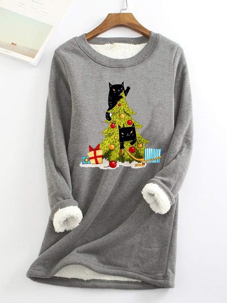 

Casual Crew Neck Christmas Sweatshirt, Gray, Hoodies & Sweatshirts
