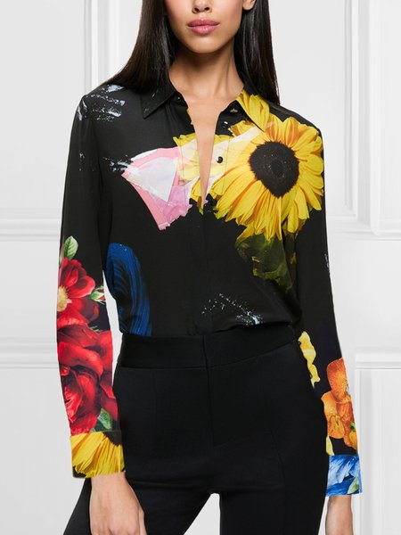 

Floral Casual Loosen Shirt, Multicolor, Blouses and Shirts