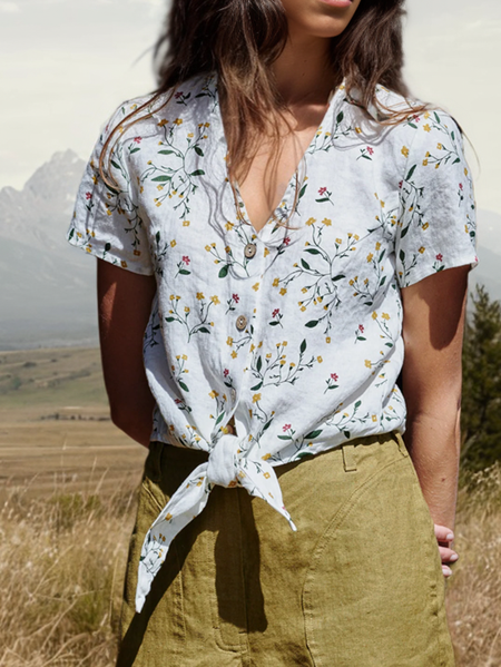 

Cotton And Linen Regular Fit Linen Shirt, White, Blouses & Shirts