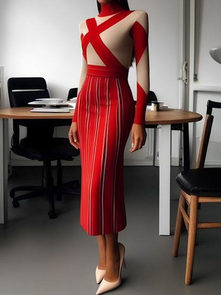 

Tight Printing Elegant Maxi Dress, As picture, Maxi Dresses