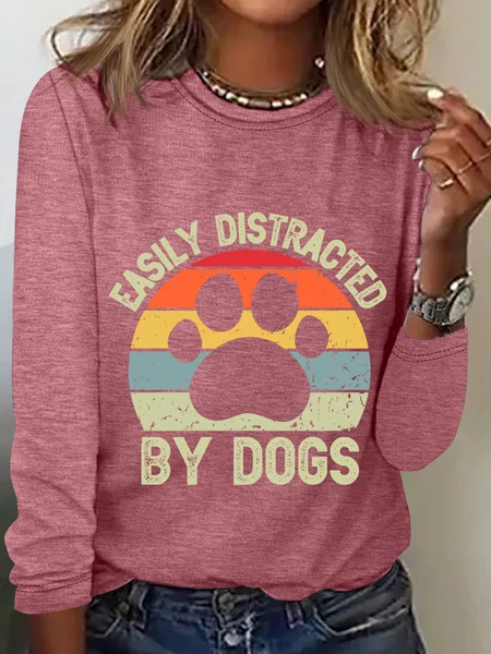 

Easily Distracted By Dogs Casual Long Sleeve Shirt, Watermelon, Long sleeves