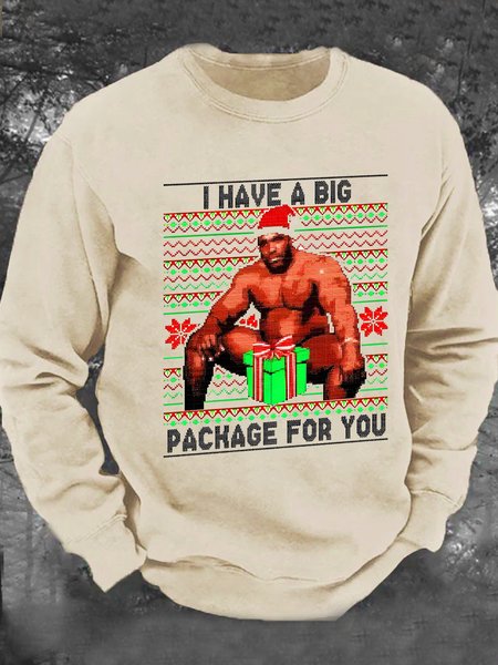 

Barry Sitting On A Bed Big Package Ugly Christmas Xmas Men's Casual Sweatshirt, Khaki, Hoodies&Sweatshirts