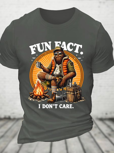 Bigfoot Fun Fact I Dont Care Cotton T-shirt, Deep gray, T-shirts