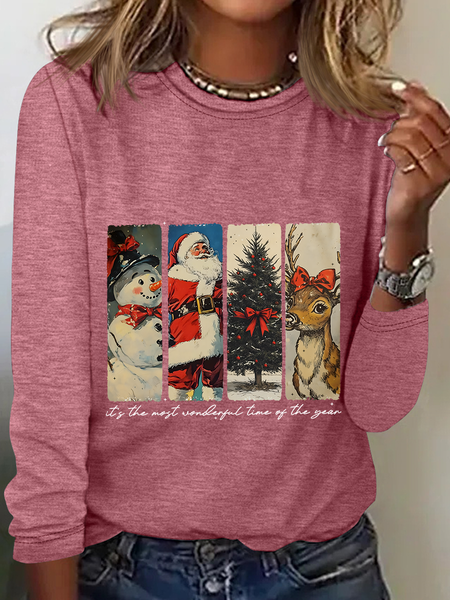 

It's The Most Wonderful Time Of The Year Santa Claus Casual Long Sleeve Shirt, Watermelon, Long sleeves
