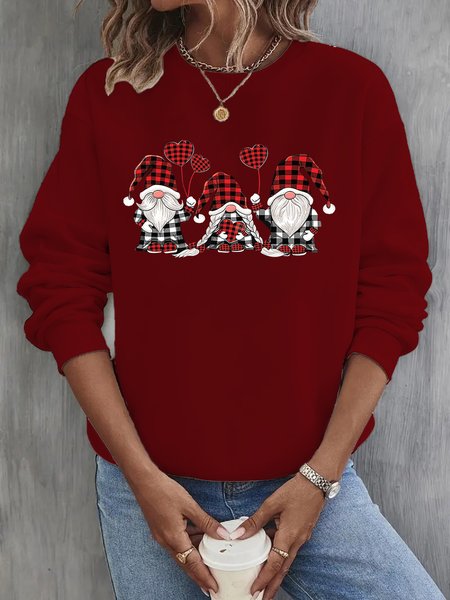 

Casual Crew Neck Christmas Sweatshirt, Wine red, Hoodies & Sweatshirts