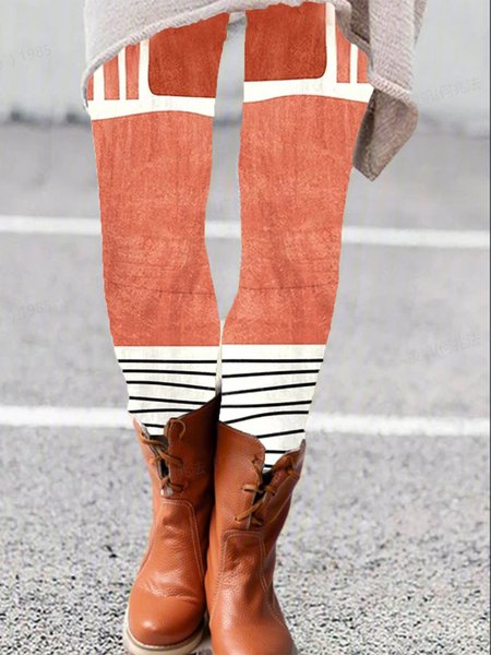 

Women's Casual Gradient Pattern Jersey All Season Long Leggings, Orange, Leggings