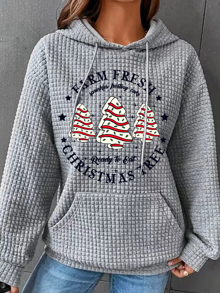 

Farm Fresh Christmas Tree Simple Loose Hoodie, Gray, Hoodies&Sweatshirts