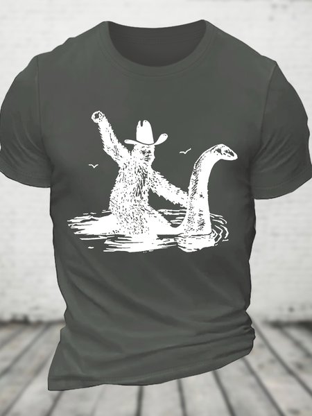 

Bigfoot Shirts Hilarious Loch Ness Monster Really Vintage Graphic Retro Novelty Humorous Cotton T-shirt, Deep gray, T-shirts